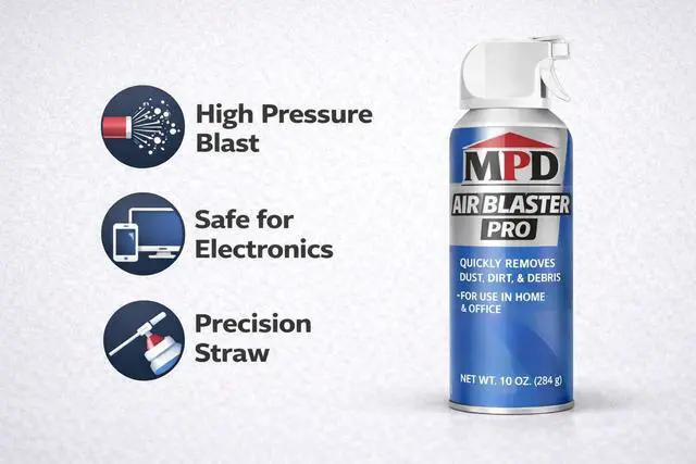 Alt view image 2 of 5 - Air Blaster Pro Compressed Air Duster for Electronics & Computers High-Pressure Canned Air Cleaner for Keyboards, PCs, Cameras & Office Equipment (2-Pack)