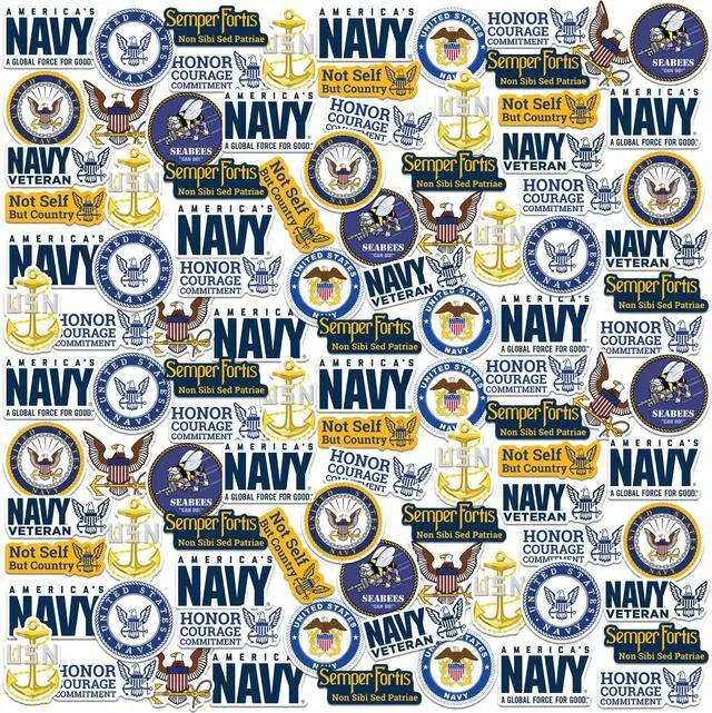 Main image of United States Navy 200 Vinyl Stickers Waterproof Die-Cut Decals Laptop Car