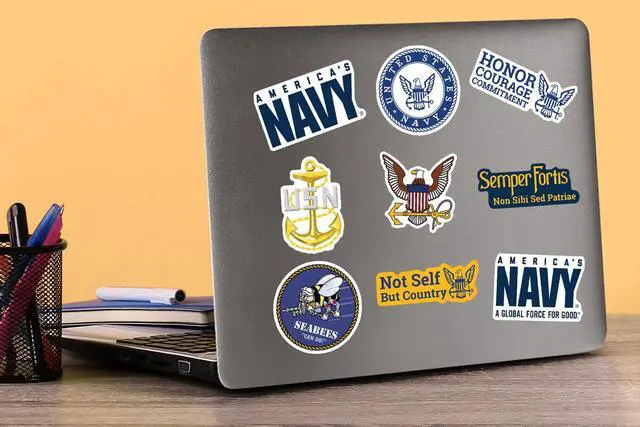 Alt view image 3 of 6 - United States Navy 200 Vinyl Stickers Waterproof Die-Cut Decals Laptop Car