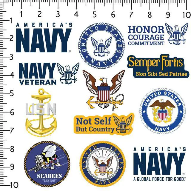 Alt view image 2 of 6 - United States Navy 200 Vinyl Stickers Waterproof Die-Cut Decals Laptop Car