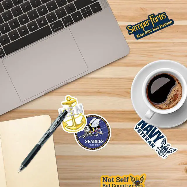 Alt view image 5 of 6 - United States Navy 200 Vinyl Stickers Waterproof Die-Cut Decals Laptop Car