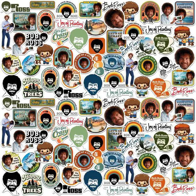 Main image of Bob Ross 100 Vinyl Stickers Waterproof Die-Cut Decals Laptop Water Bottle