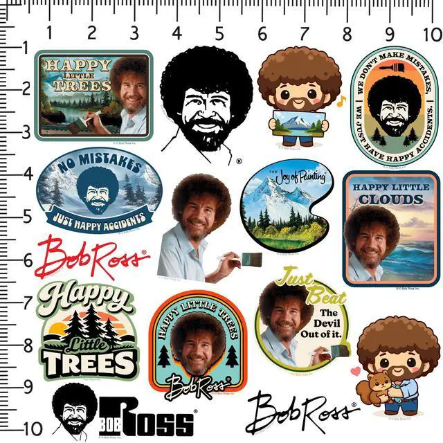 Alt view image 2 of 6 - Bob Ross 100 Vinyl Stickers Waterproof Die-Cut Decals Laptop Water Bottle