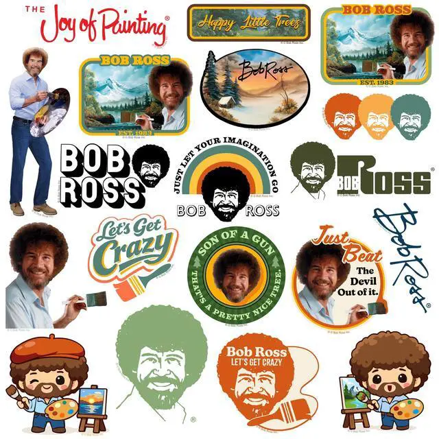 Alt view image 3 of 6 - Bob Ross 100 Vinyl Stickers Waterproof Die-Cut Decals Laptop Water Bottle