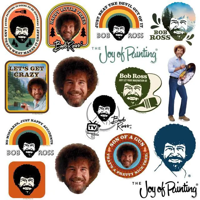 Alt view image 4 of 6 - Bob Ross 100 Vinyl Stickers Waterproof Die-Cut Decals Laptop Water Bottle