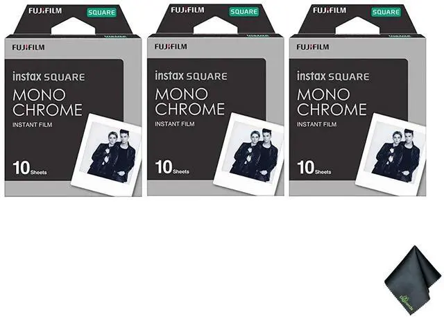 Main image of INSTAX Square Monochrome Film 30 Exposures Bundle | For Instant Photos, Scrapbooks & Sharing | Includes Cleaning Cloth