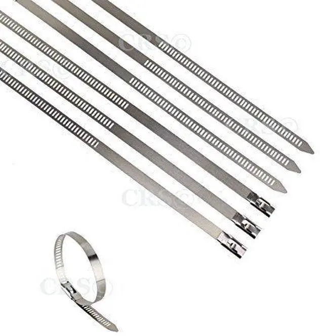 Main image of JC Performace Products USA (10 Pack) 310 Stainless Steel Cable Ties Positive Locking Ladder Hose Clamps