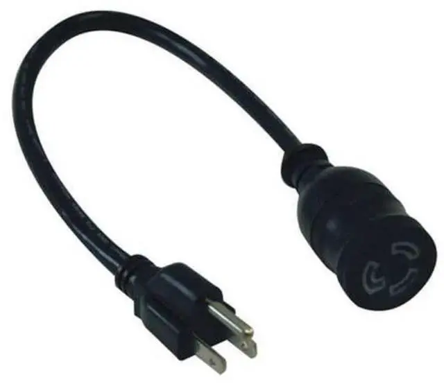Main image of Heavy-Duty Power Extension Server Cord 15A, 14AWG (NEMA 5-15P to NEMA L5-15R) 1-ft.(P023-001), Black