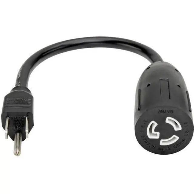 Alt view image 3 of 4 - Heavy-Duty Power Extension Server Cord 15A, 14AWG (NEMA 5-15P to NEMA L5-15R) 1-ft.(P023-001), Black