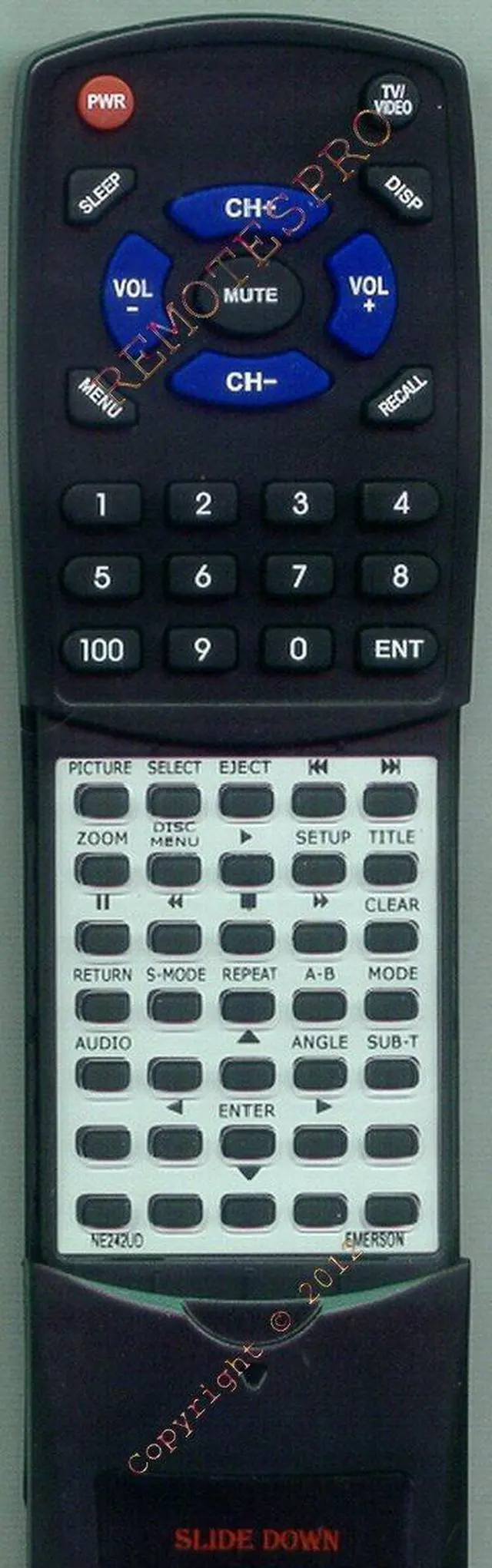 Main image of Replacement Remote Control for Emerson EWL15D6, EWL15D6A, EWL20D6, EWL20D6A, NE242
