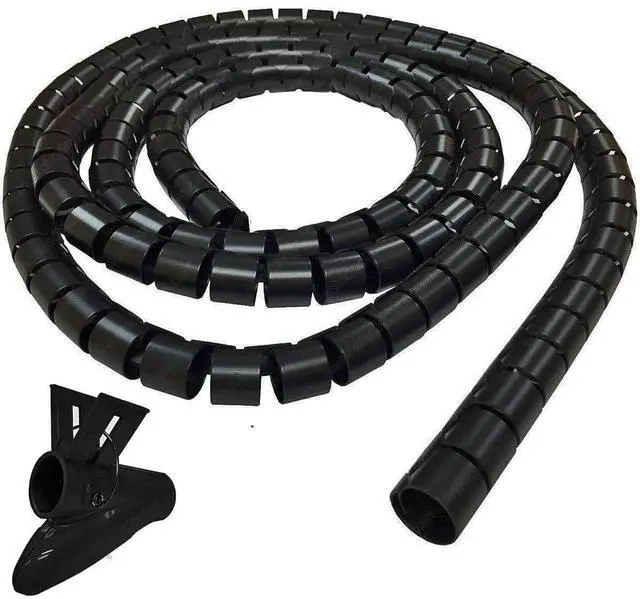 Main image of 1" Easy Wrap Cable Manager Wire Protection Sleeve with Insertion Tool - 10 Feet - Black