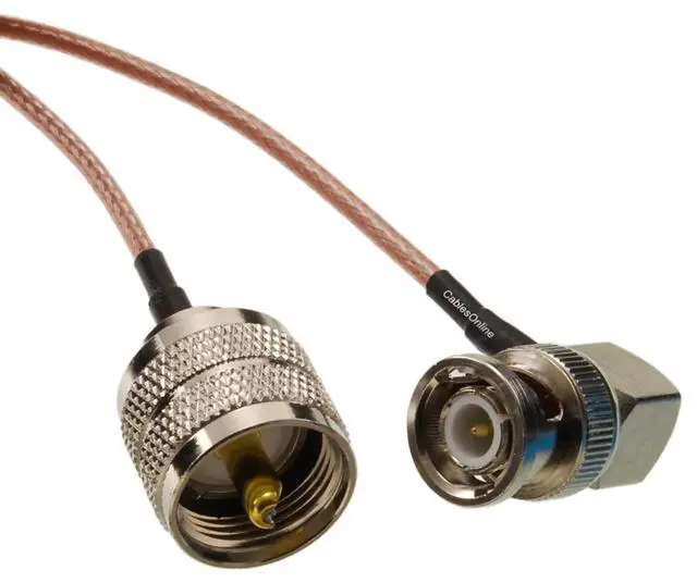 Alt view image 2 of 3 - CablesOnline, 15-feet BNC Right-Angle Male to UHF PL259 Male RG316 Coaxial 50-Ohm Low Loss RF Cable, RF-UB215