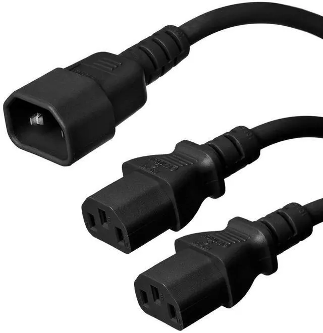 Main image of IronBox Electric IEC C14 to 2X C13 Splitter Power Cord - 10A, 250V, 18/3 AWG - UL Listed Power Extension Cable - Heavy Duty Adapter Cables for Computer, Monitor, PDU, Printer & More (3ft + 1ft Legs)