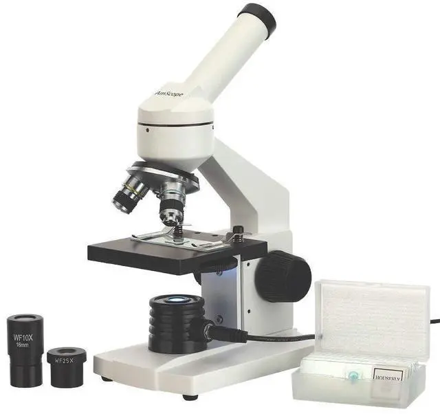 Main image of M102C-PB10 1000X Biological Compound Microscope with Prepared | 40X-1000X Magnification Range