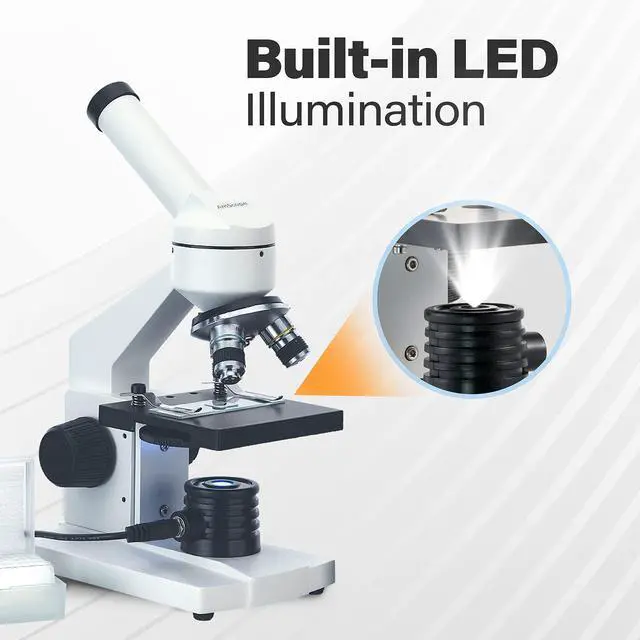 Alt view image 5 of 7 - M102C-PB10 1000X Biological Compound Microscope with Prepared | 40X-1000X Magnification Range
