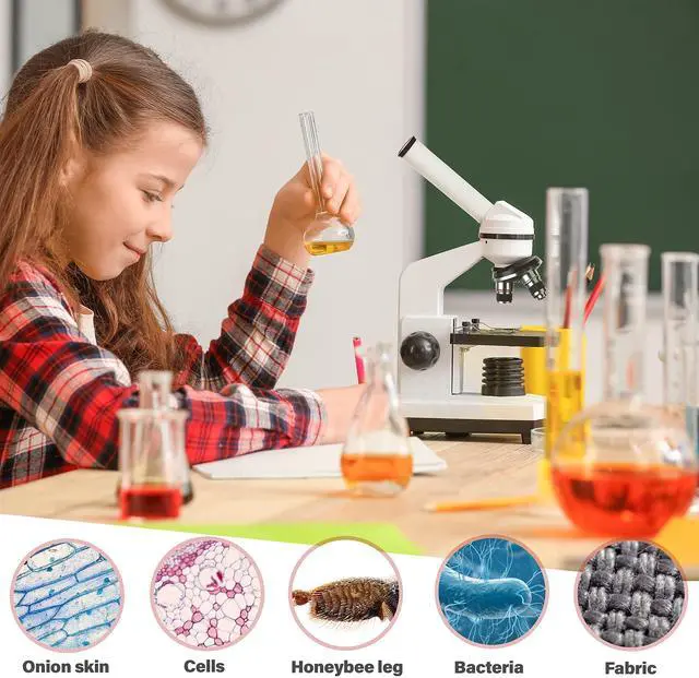 Alt view image 6 of 7 - M102C-PB10 1000X Biological Compound Microscope with Prepared | 40X-1000X Magnification Range