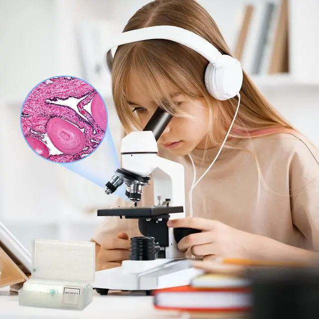Alt view image 7 of 7 - M102C-PB10 1000X Biological Compound Microscope with Prepared | 40X-1000X Magnification Range