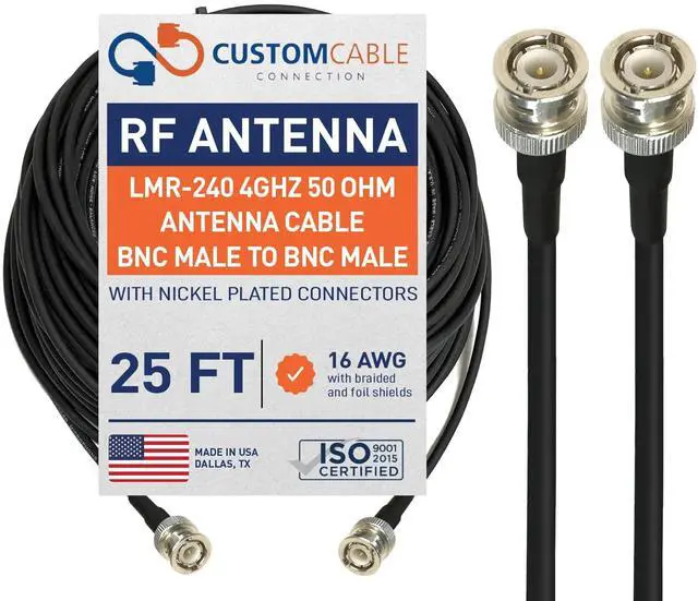 Main image of 25 Foot BNC Male to BNC Male Times Microwave LMR-240 Ultraflex 4Ghz 50 Ohm Antenna Cable