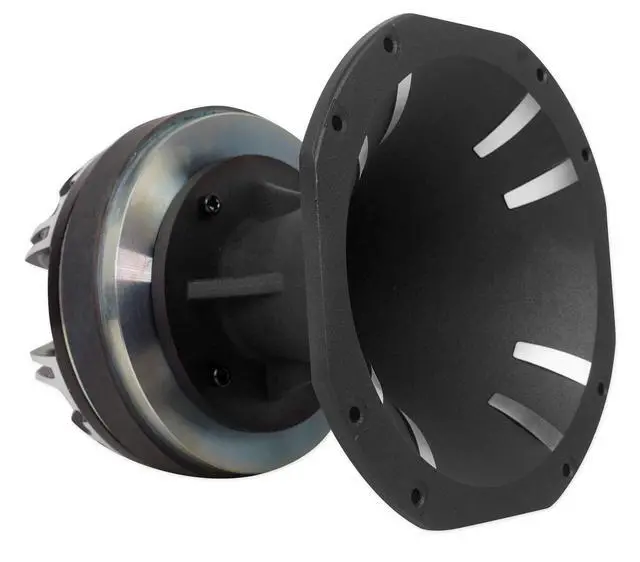 Main image of HT151 3" 450w Car/Pro Aluminum Horn Titanium Tweeter w/ 3" Voice Coil | 150W RMS, Compression Driver, 105dB, 60 Oz Magnet, Kapton Voice Coil, Ferro Fluid Cooled, 8 Ohm, 800Hz-20kHz, Bolt-On