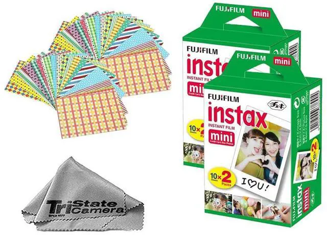 Main image of Instax Mini Instant Film (40 Sheets) + 40 Sticker Frames + TSC Microfiber Cleaning Cloth for Mini 8, 9, 11, 12, 50s, 25, 7s, 90 Cameras & Mini Link