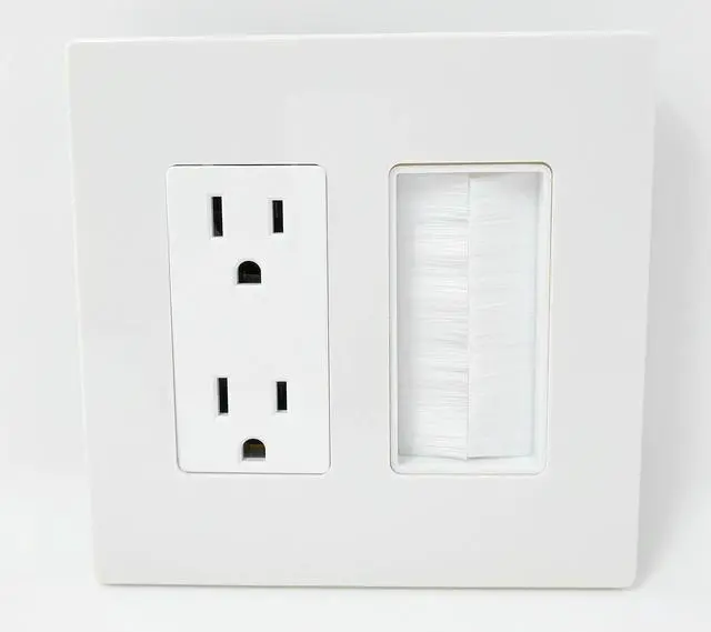 Main image of 2 Gang 15A Outlet Mesh-Brush Screwless Decorative Wall Plate White