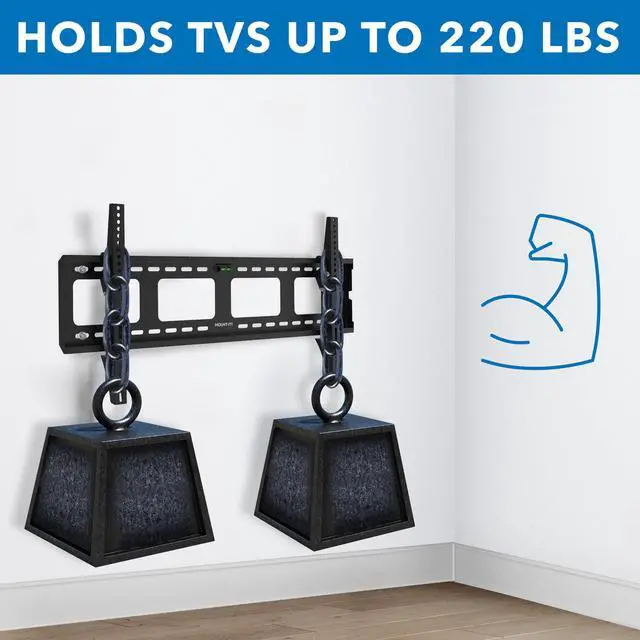 Alt view image 4 of 7 - Heavy-Duty Fixed Tilt TV Wall Mount for 4390 Inch Flat Screen TVs | Low Profile 1.5 Slim Design | VESA 100x100 to 800x600 | 220 lb Capacity | 8° Downward Tilt | 16/24 Stud Installation
