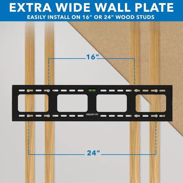 Alt view image 7 of 7 - Heavy-Duty Fixed Tilt TV Wall Mount for 4390 Inch Flat Screen TVs | Low Profile 1.5 Slim Design | VESA 100x100 to 800x600 | 220 lb Capacity | 8° Downward Tilt | 16/24 Stud Installation