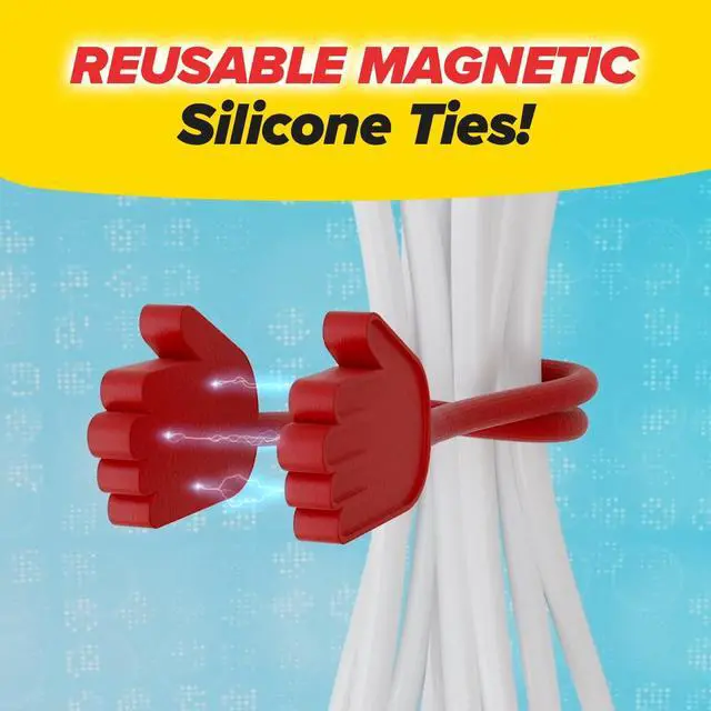 Alt view image 2 of 7 - Ruby Holding Hands Ultra-Powerful Magnetic Silicone Zip Ties, AS-SEEN-ON-TV, Industrial-Strength Cable Ties with Magnet Automatically Stick Together, Reusable, Great for Cables, Cords