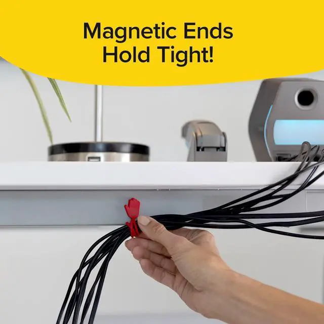 Alt view image 6 of 7 - Ruby Holding Hands Ultra-Powerful Magnetic Silicone Zip Ties, AS-SEEN-ON-TV, Industrial-Strength Cable Ties with Magnet Automatically Stick Together, Reusable, Great for Cables, Cords