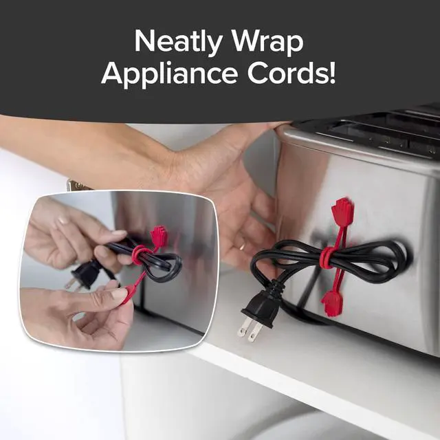 Alt view image 7 of 7 - Ruby Holding Hands Ultra-Powerful Magnetic Silicone Zip Ties, AS-SEEN-ON-TV, Industrial-Strength Cable Ties with Magnet Automatically Stick Together, Reusable, Great for Cables, Cords