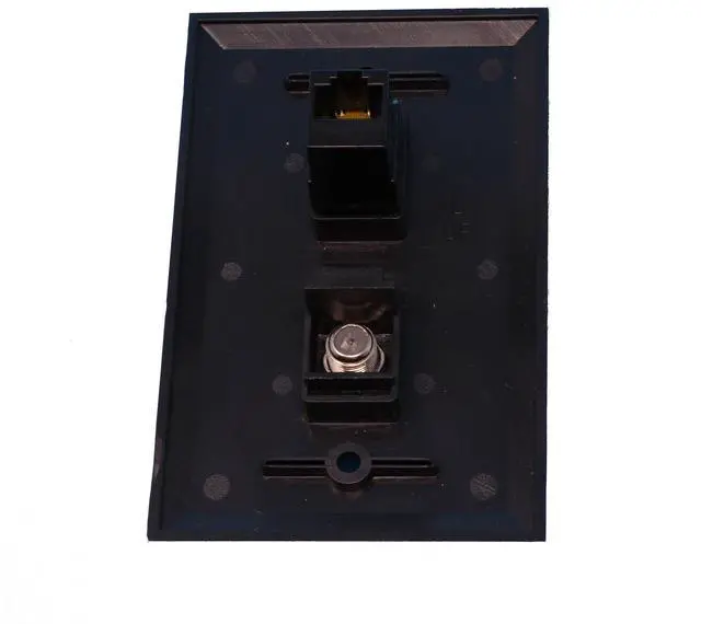 Main image of 1 Port Coax Cable TV- F-Type 1 Port Cat6 Ethernet Wall Plate - Black