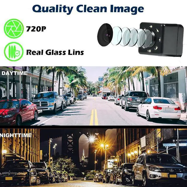 Alt view image 3 of 6 - Backup Camera HD Rear View License Plate Night Vision Waterproof Compatible with Clarion Dual Boss Jensen Stinger Podofo Soundstream Eonon Cartreque Sanptent Car Radio