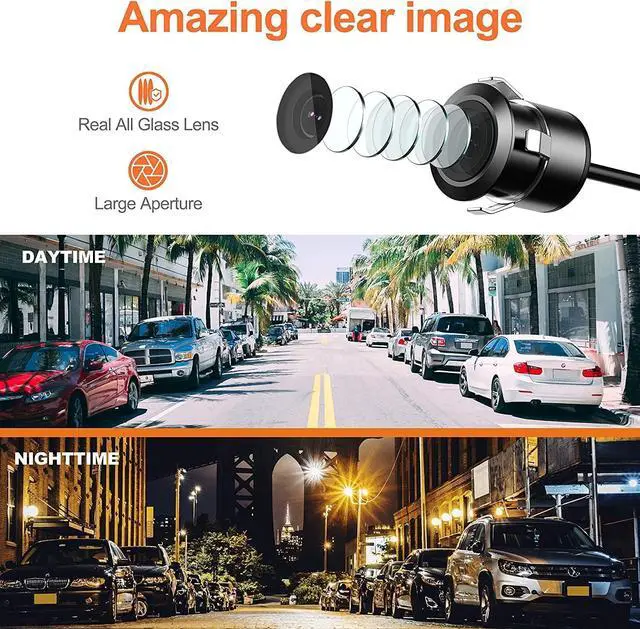 Alt view image 4 of 7 - Backup Camera HD Rear Front View License Plate Night Vision Waterproof Compatible with Clarion Dual Boss Jensen Stinger Podofo Soundstream Eonon Cartreque Sanptent Car Radio