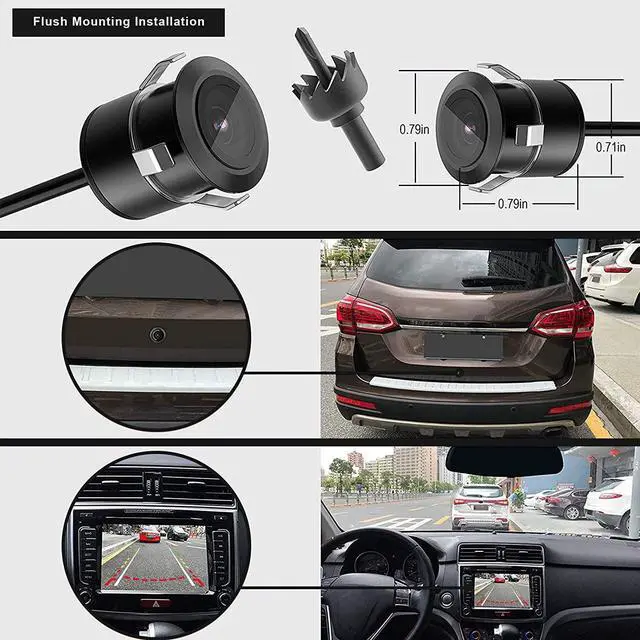 Alt view image 7 of 7 - Backup Camera HD Rear Front View License Plate Night Vision Waterproof Compatible with Clarion Dual Boss Jensen Stinger Podofo Soundstream Eonon Cartreque Sanptent Car Radio