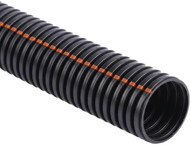 Main image of UV Resistant Flame Retardant Nylon Split Wire Loom Tubing 3/8 Inch 10 Ft Long Black with Orange Stripes Sunlight Protected Cable Protection Flexible Conduit for Automotive Use