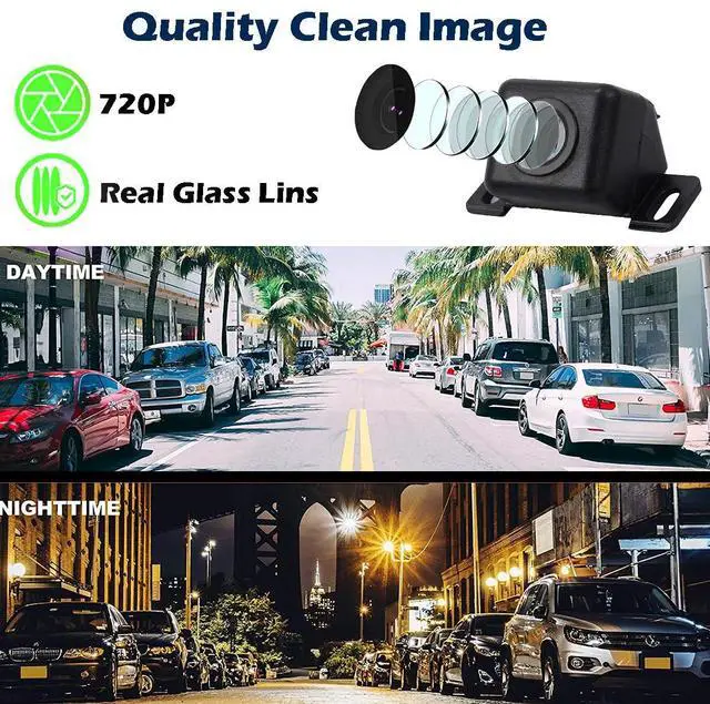 Alt view image 3 of 5 - Backup Camera HD Rear View License Plate Night Vision Waterproof Compatible with Clarion Dual Boss Jensen Stinger Podofo Soundstream Eonon Cartreque Sanptent Car Radio
