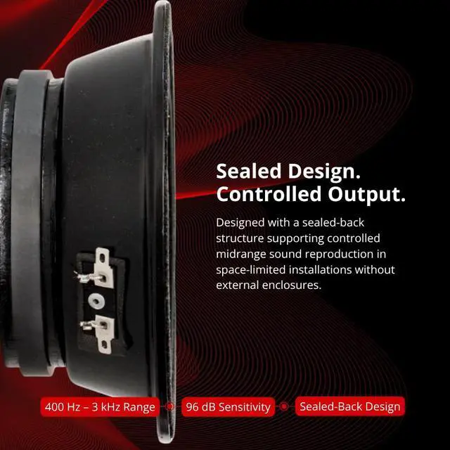 Alt view image 3 of 7 - Americano 6A200MS-8, 6.5 Sealed-Back Midrange Speaker 8 Ohm, 200W Car Audio Driver for Space-Limited Installs, 1.5 Voice Coil, Water & UV Resistant Cone, USA Made