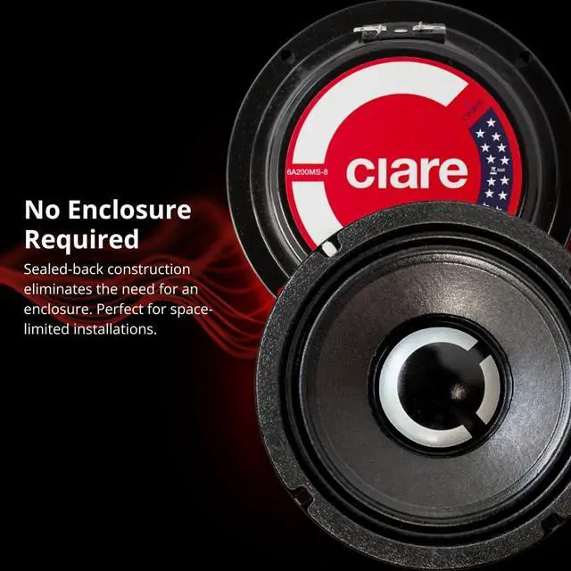 Alt view image 5 of 7 - Americano 6A200MS-8, 6.5 Sealed-Back Midrange Speaker 8 Ohm, 200W Car Audio Driver for Space-Limited Installs, 1.5 Voice Coil, Water & UV Resistant Cone, USA Made