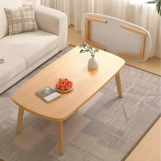 Alt view image 6 of 6 - 31.5" Large Folding Floor Desk for Sitting on Floor, Small Collapsible Coffee Table for Small Spaces, No Assembly Portable Laptop Desk for Bed, Couch & Living Room, Sturdy MDF Wood Grain