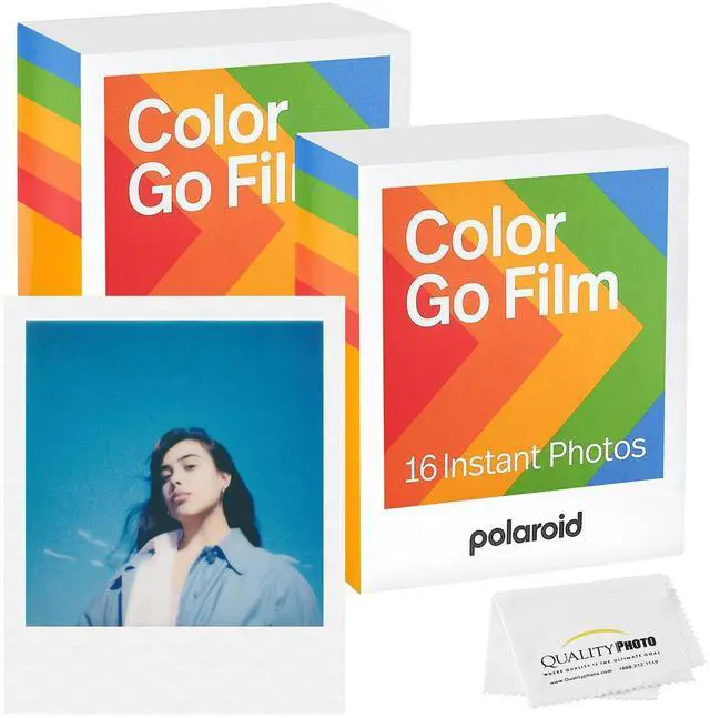 Main image of Go Color Film, White Frame + Quality Photo Microfiber Cloth (Only Compatible with Go Cameras) (2 Pack (32 Sheets)