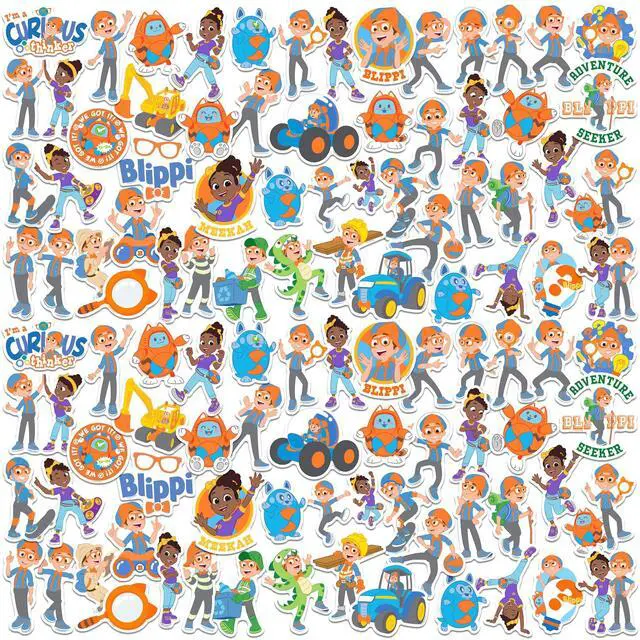 Main image of Blippi 100 Vinyl Stickers Waterproof Die-Cut Decals Laptop Water Bottle Car