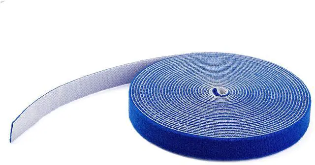 Main image of 50ft Hook and Loop Roll - Cut-to-Size Reusable Cable Ties - Bulk Industrial Wire Fastener Tape/Adjustable Fabric Wraps Blue/Resuable Self Gripping Cable Management Straps (HKLP50BL)