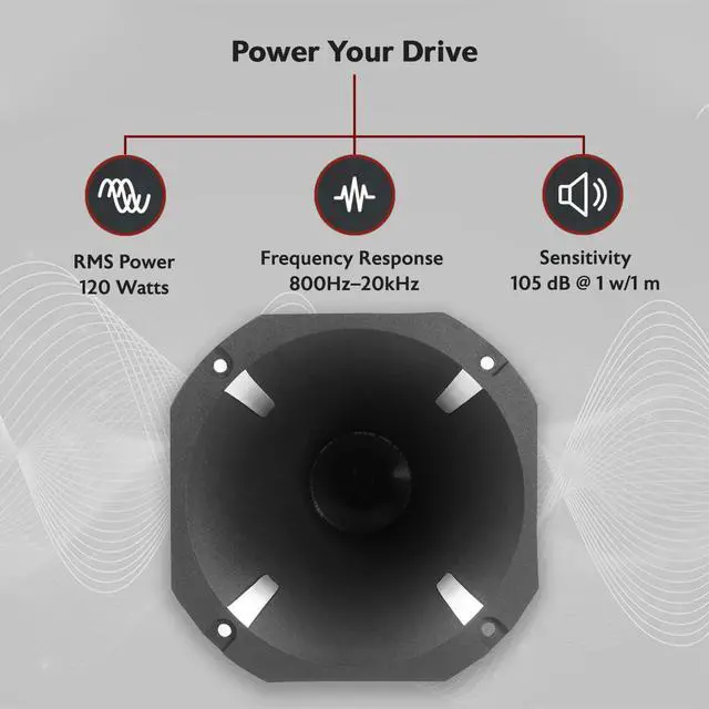 Alt view image 2 of 7 - HT120 2" 360w Car/Pro Aluminum Horn Titanium Tweeter w/ 2" Voice Coil | 360W Peak / 120W RMS, Compression Driver, 34 oz Magnet, Kapton Coil, Ferro Fluid Cooling, 8 Ohms, Bolt-On, Shallow Mount