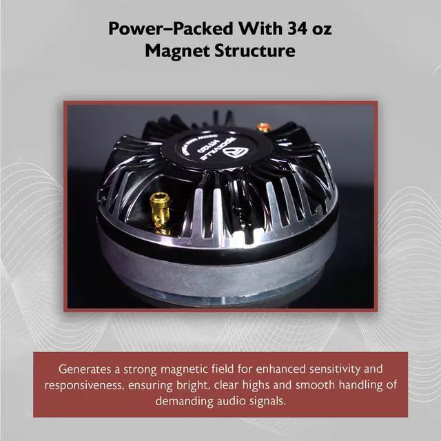Alt view image 7 of 7 - HT120 2" 360w Car/Pro Aluminum Horn Titanium Tweeter w/ 2" Voice Coil | 360W Peak / 120W RMS, Compression Driver, 34 oz Magnet, Kapton Coil, Ferro Fluid Cooling, 8 Ohms, Bolt-On, Shallow Mount