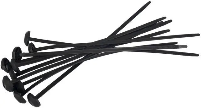 Main image of Pro Tie Button Head Nylon Cable Ties for Indoor and Outdoor Use |9.65-Inch, 100lbs. Tensile Strength, High Impact Black Nylon, 10-Pack (PN: B10BH10)