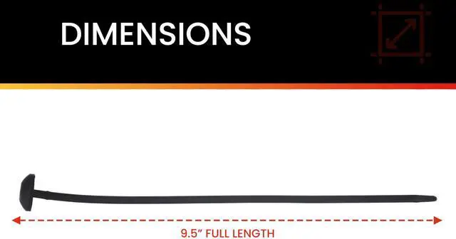 Alt view image 4 of 6 - Pro Tie Button Head Nylon Cable Ties for Indoor and Outdoor Use |9.65-Inch, 100lbs. Tensile Strength, High Impact Black Nylon, 10-Pack (PN: B10BH10)