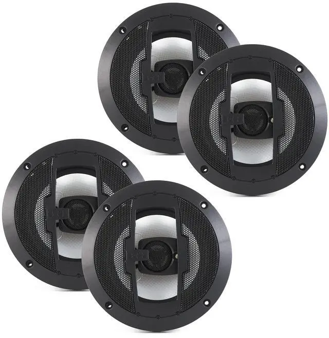 Main image of R63 Set of 2 Riot 6.5" 300 Watt 3-Way 4 Ohm Full Range Car Audio Coaxial Stereo Speakers with Tweeter & Poly Injection Cone, Pair