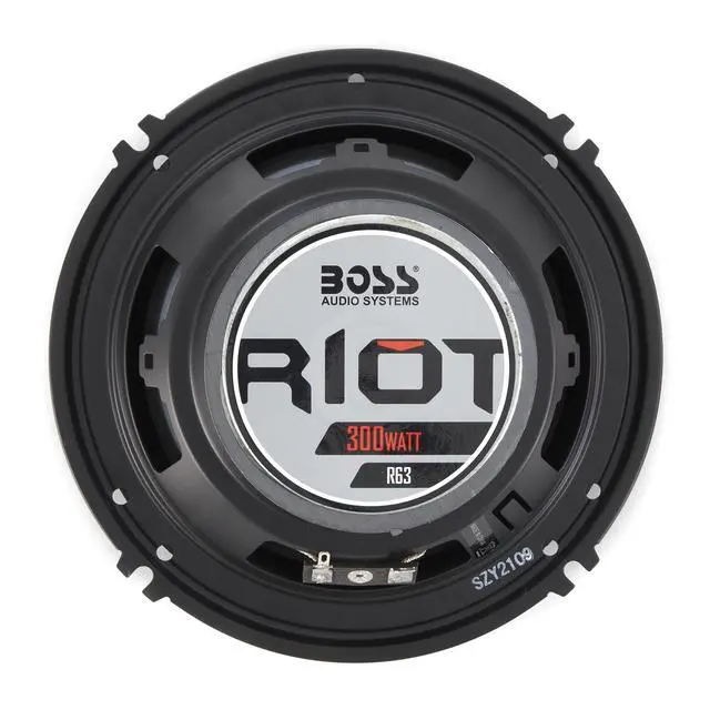 Alt view image 6 of 7 - R63 Set of 2 Riot 6.5" 300 Watt 3-Way 4 Ohm Full Range Car Audio Coaxial Stereo Speakers with Tweeter & Poly Injection Cone, Pair