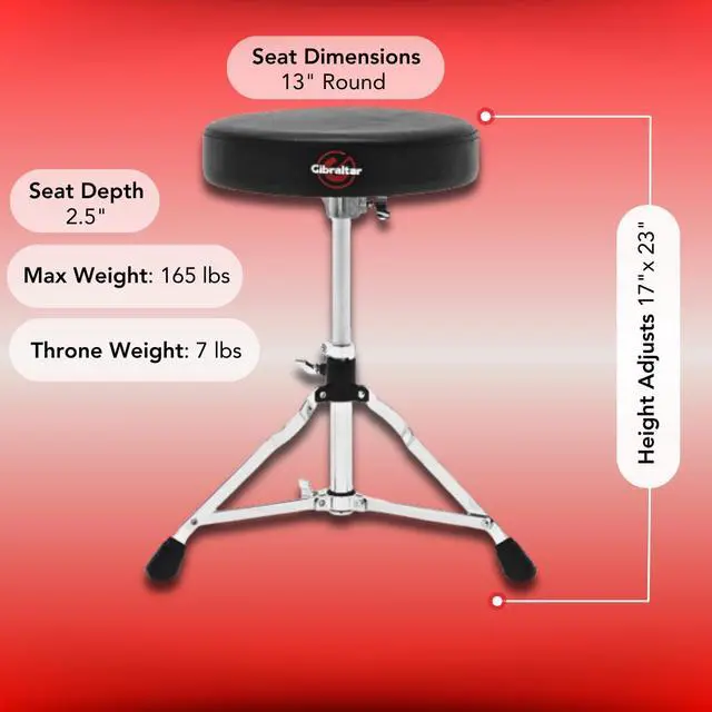 Alt view image 3 of 7 - Drum Seat Throne, 13 Round Vinyl Seat, Adjustable Height, Cushioned Top with Memory Lock, Single-Braced Collapsible Tripod for Portability (5608)