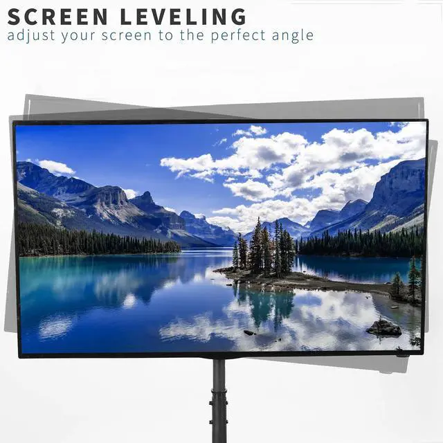 Alt view image 4 of 7 - Black TV Floor Stand w/Shelf for 13 to 50 inch Screens, STAND-TV07-S | Adjustable TV Stand with Storage for LCD LED OLED 4K Smart Flat and Curved Monitor Panels, Max VESA 200x200, Holds 44 lbs